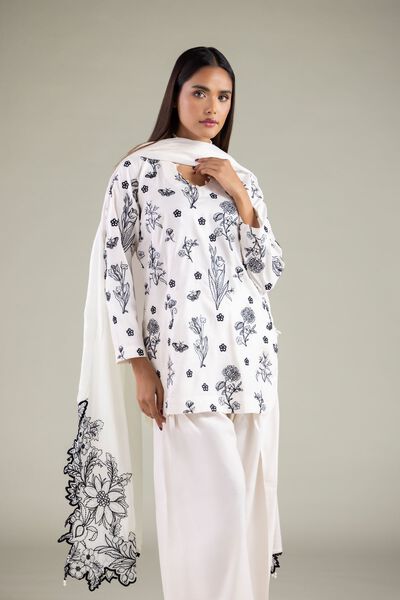 Floral Scalloped Kurta, image 1