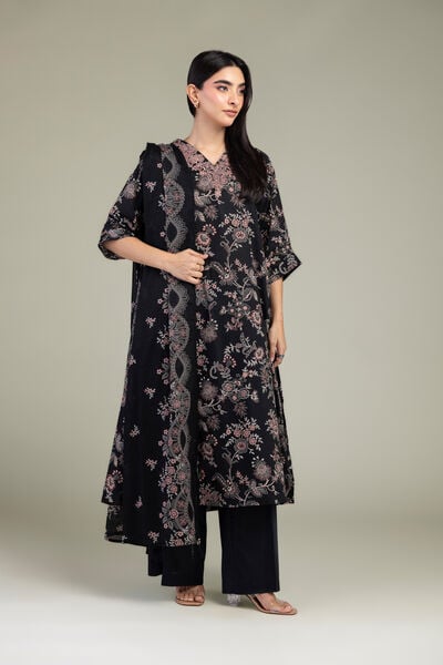 Embroidered Cambric Black Cambric Kurta