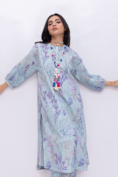 Printed | Ripple Crinkle
            
        Floral Longline Kurta