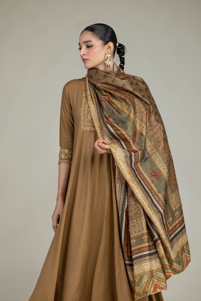 Floral Brown Dupatta