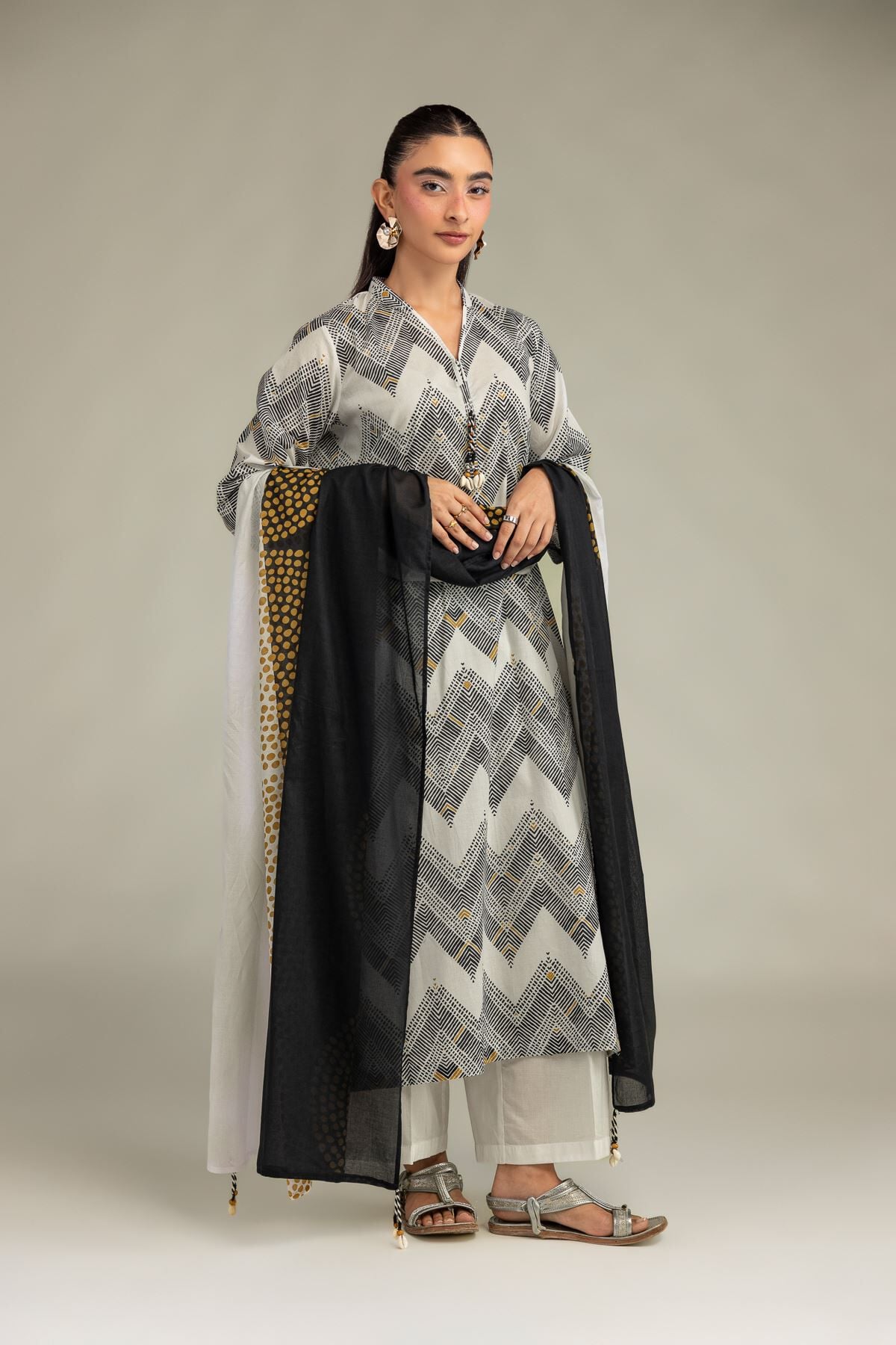 Khaadi - Geometric Longline Kurta