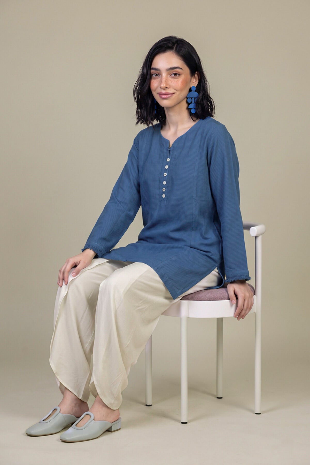 Khaadi - Solid Blue Kurta