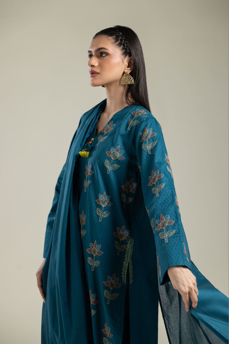 Teal Lawn Dupatta
