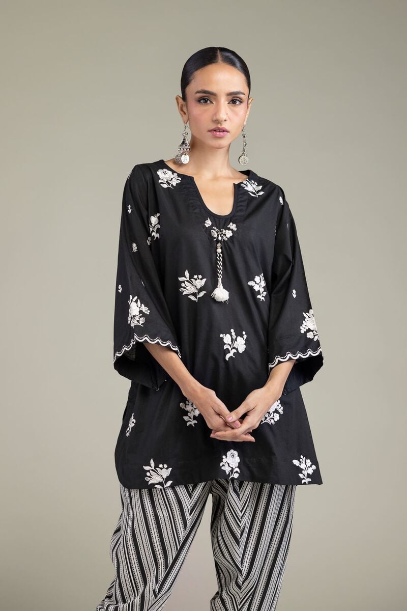 Black V-Neck Kurta view 2