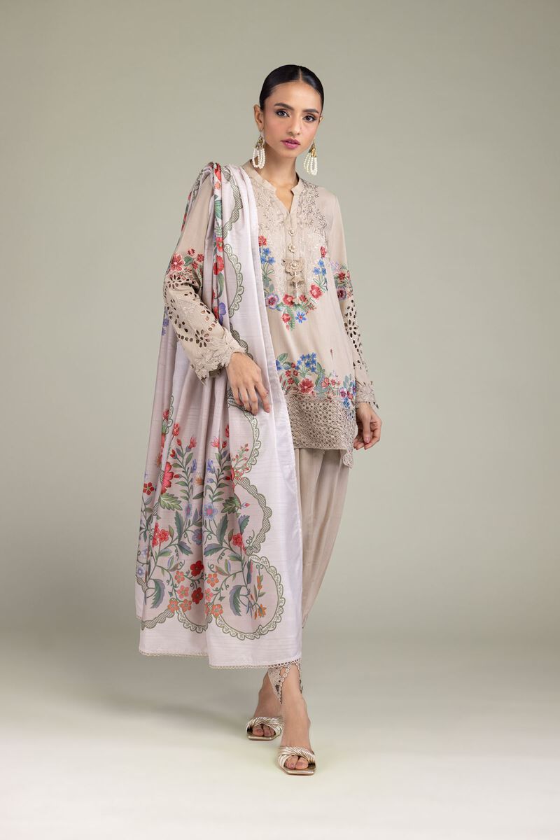 Floral Beige Dupatta