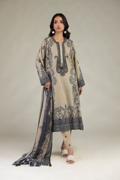 Embroidered Textured Lawn Fabrics 3 Piece