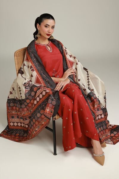 Printed Rust Kurta, image 1