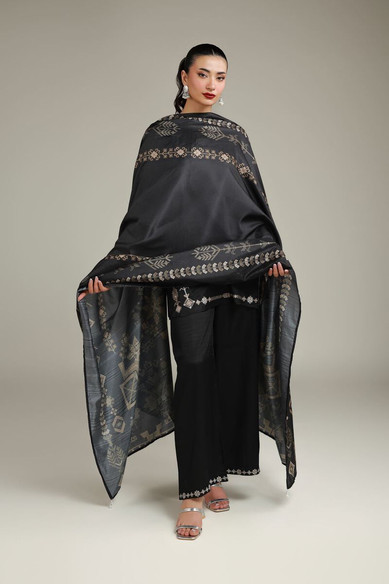 Black Silk Dupatta