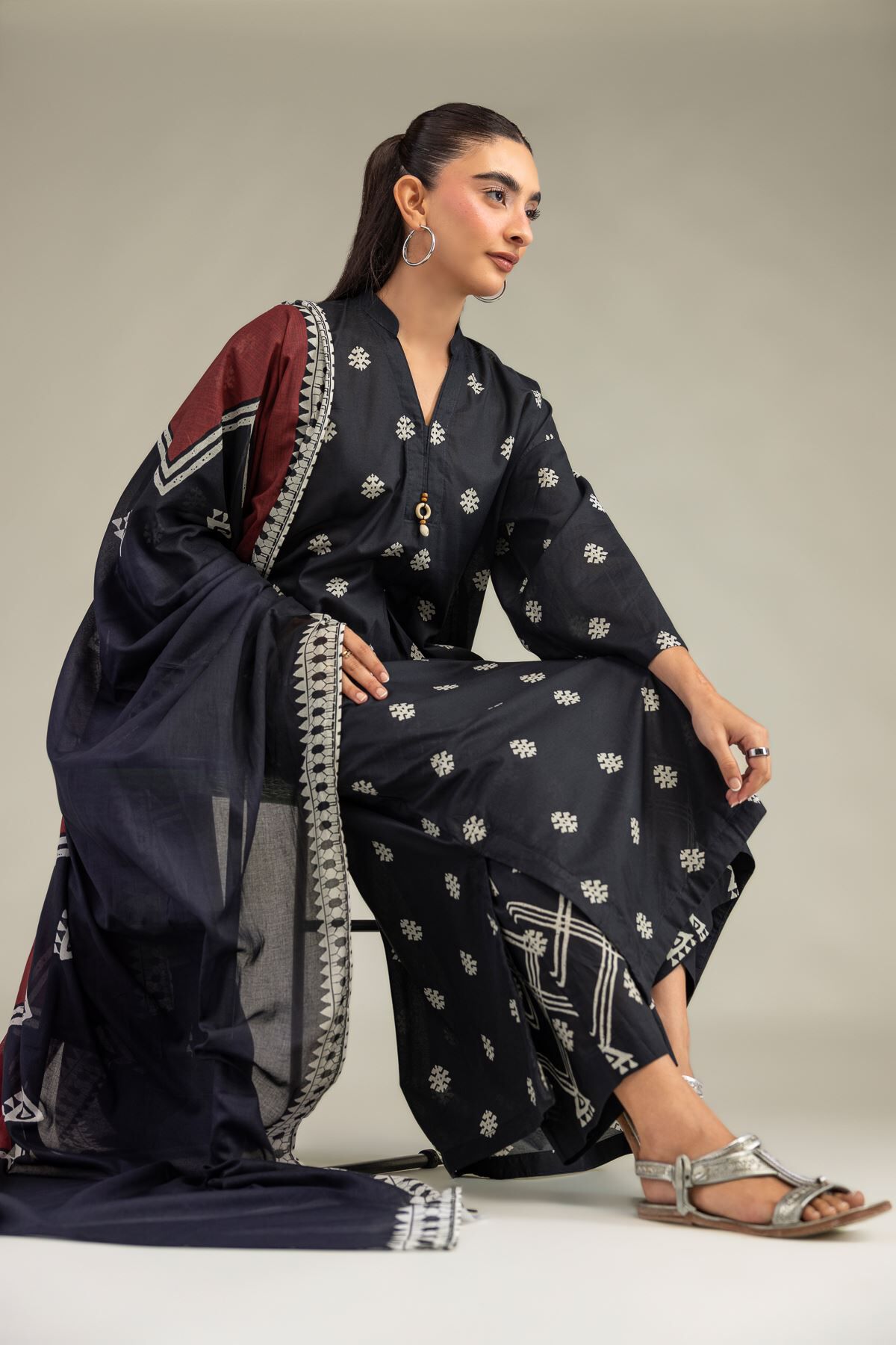 Khaadi - Cambric Longline Kurta
