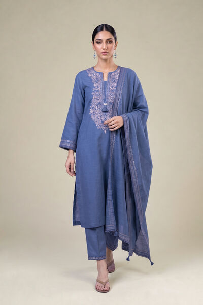 Embroidered Light Khaddar Khaddar Solid Pants