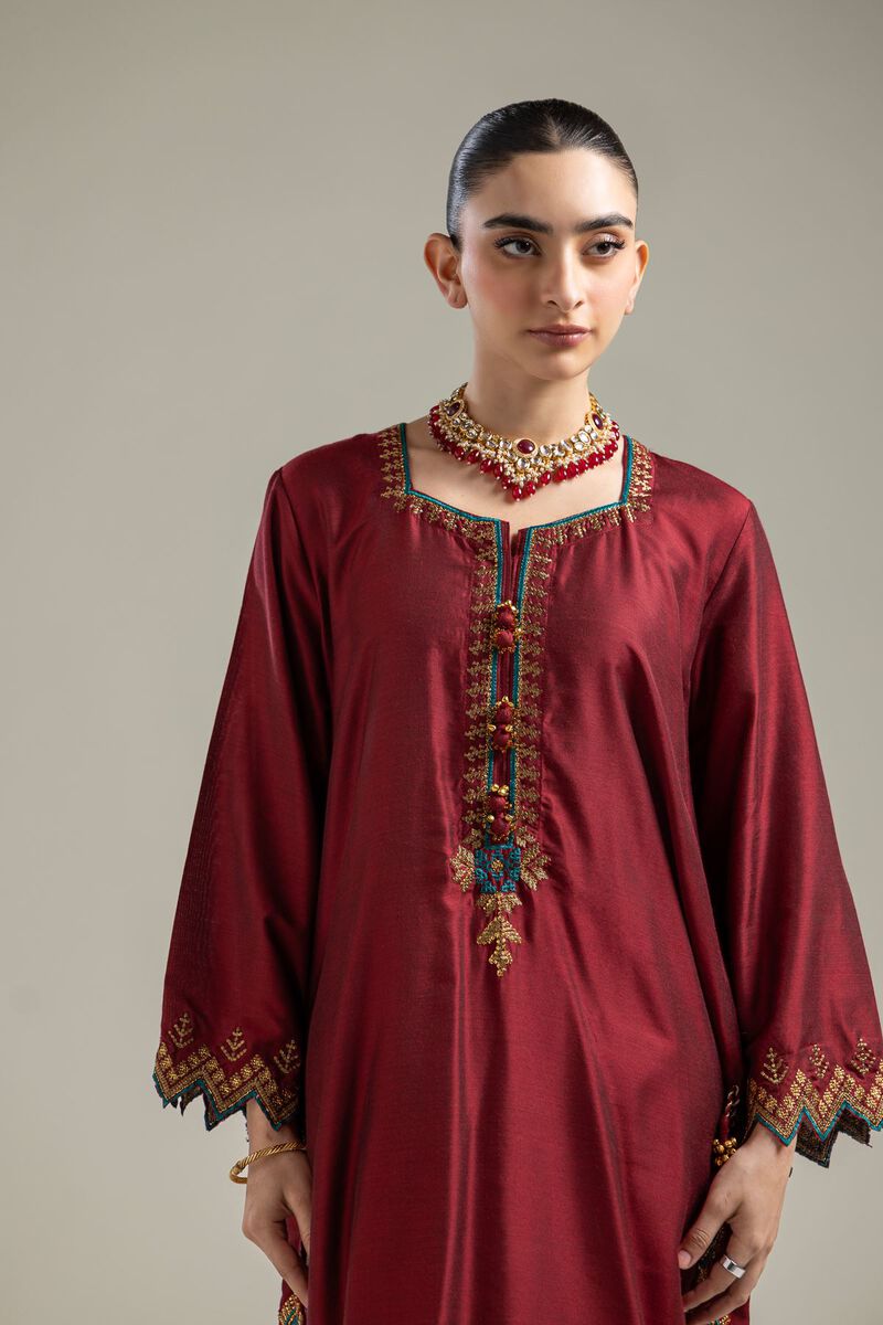 Silk Maroon Kurta