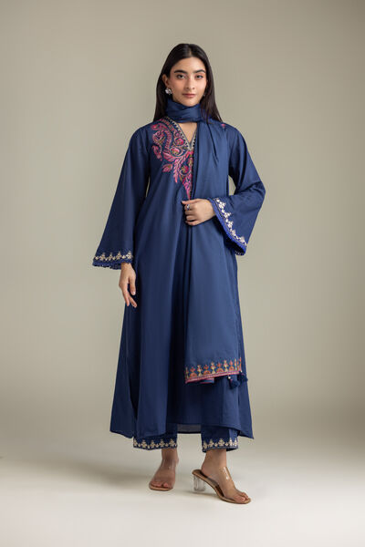 Embroidered Cambric V-Neck Cambric Kurta