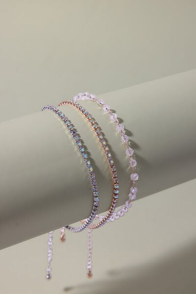 Embellished Metal Set Of 3 Anklet