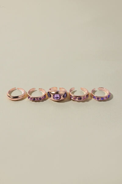 Embellished Metal Set Of 6 Ring