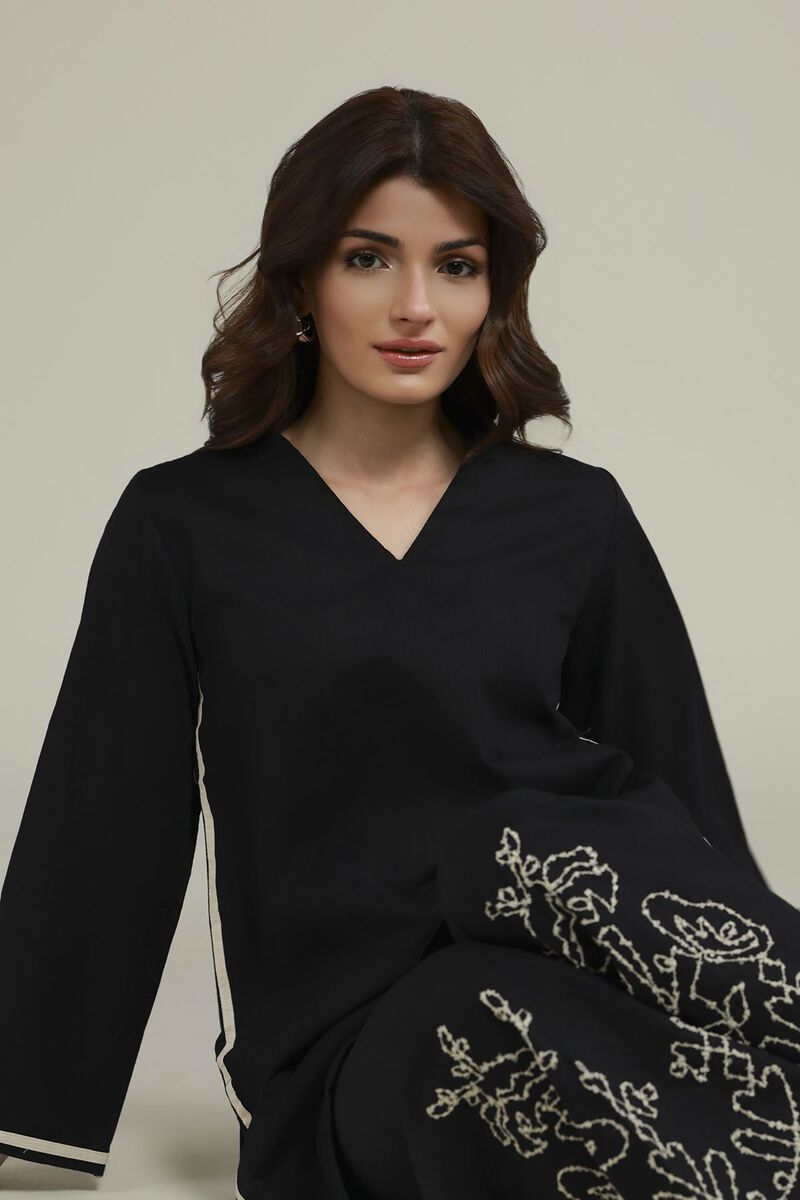 V-Neck Solid Kurta