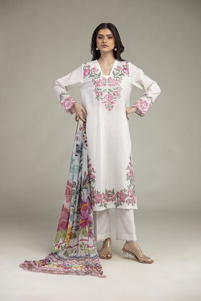 Embroidered Cambric Fabrics 3 Piece