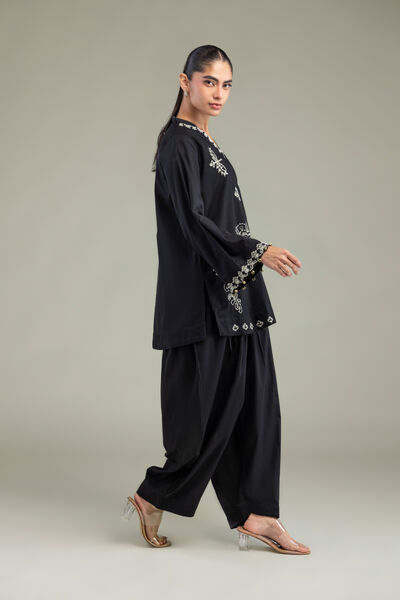 Dyed Cambric Floral Black Shalwar