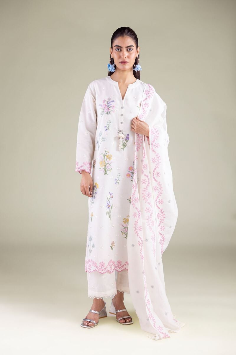 Floral Threadwork Dupatta