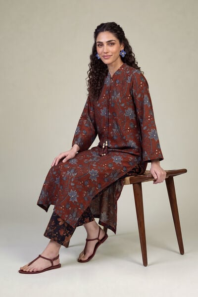 Printed Light Khaddar Long Khaddar Kurta