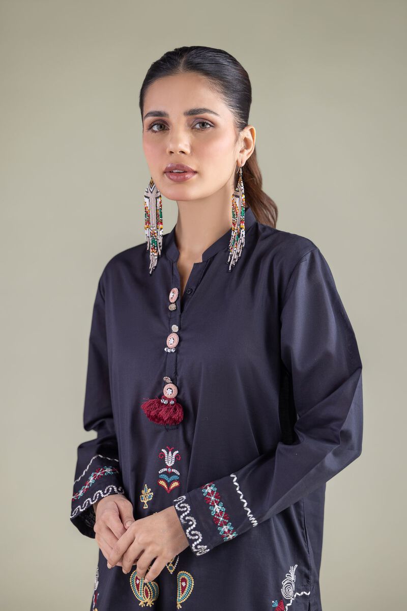 Navy Pom-Pom Kurta