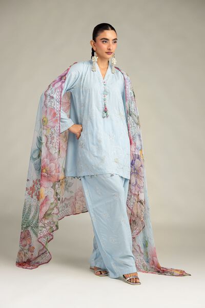Solid Blue Shalwar, image 1