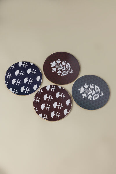 Printed Hard Cork Pack of 4 4in Coaster