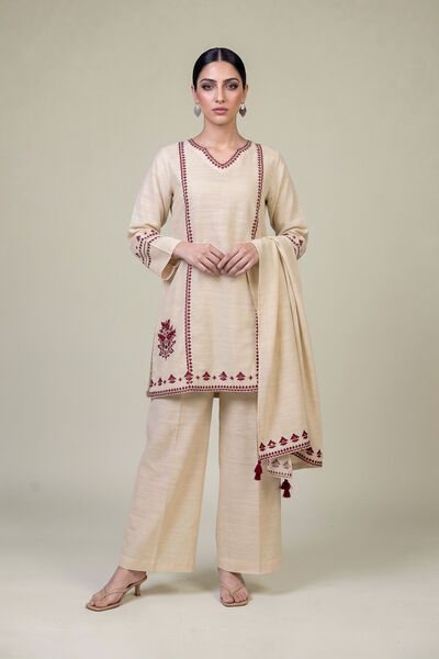 Embroidered Light Khaddar Solid Khaddar Pants