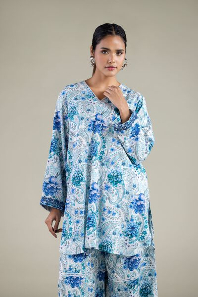 Paisley V-Neck Kurta, image 1