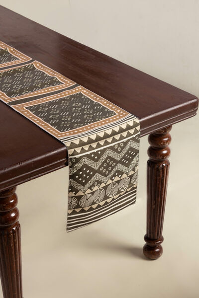 Printed Polyester Jute 12x96in Table Runner