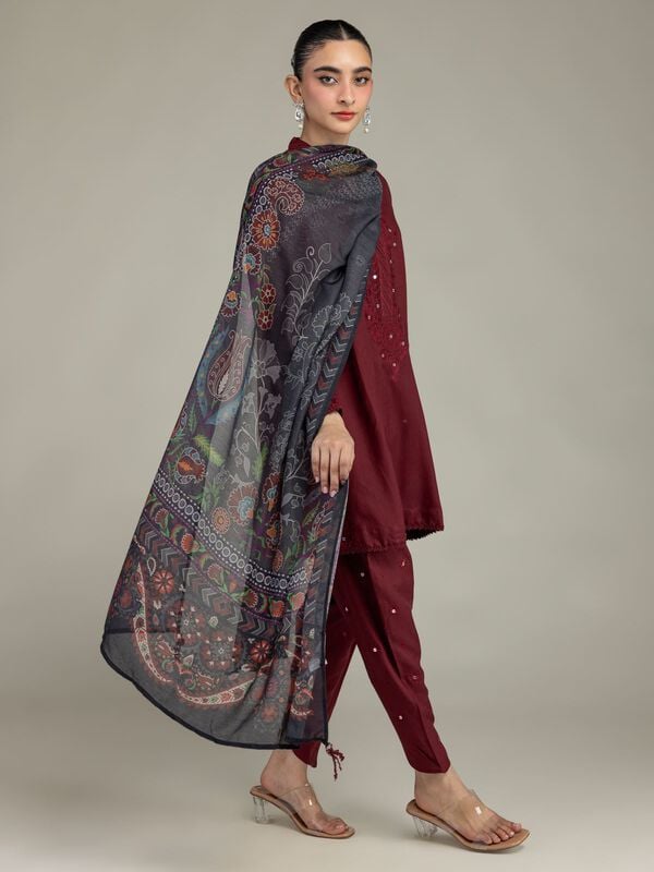 Maroon Silk Shalwar
