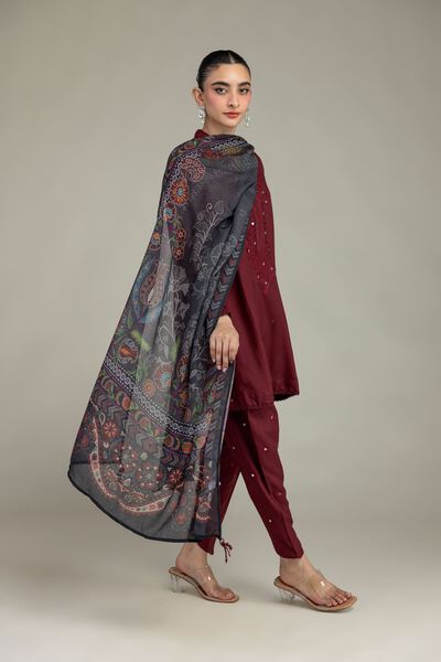 Maroon Silk Shalwar, image 1