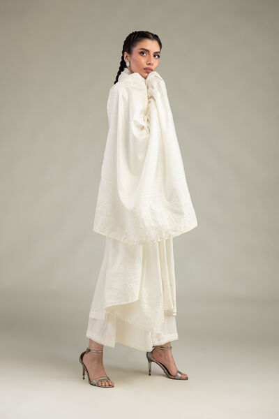 Embroidered Raw Silk Solid Silk Pants