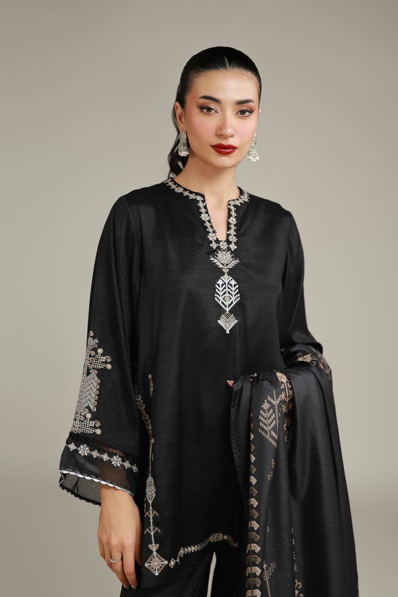 Black Silk Dupatta