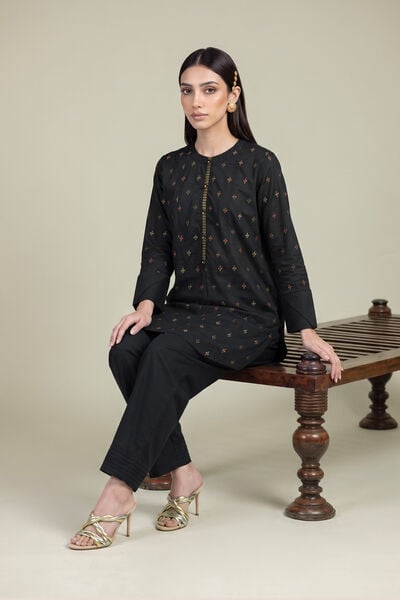 Embroidered Cambric Black Cambric Kurta