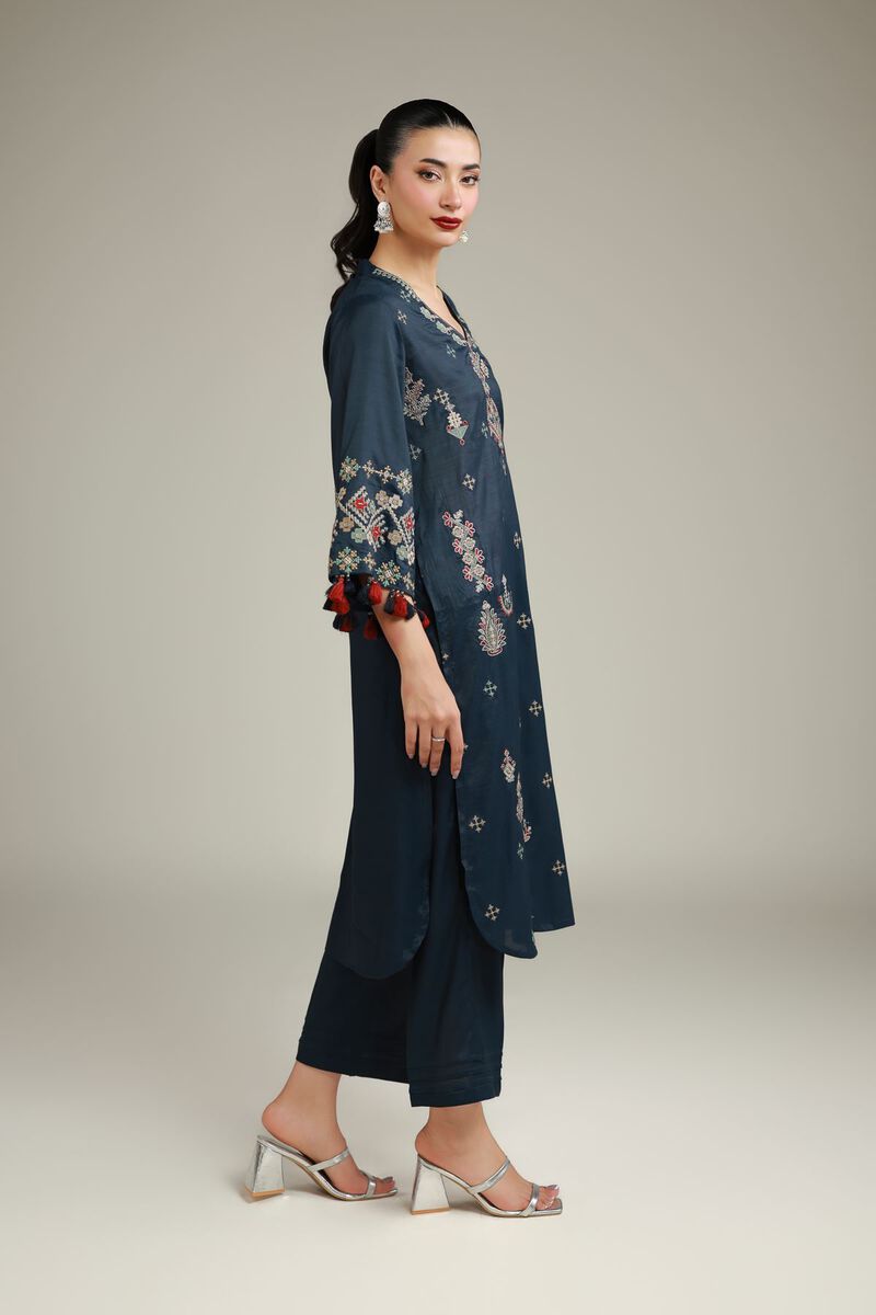 Embroidered Navy Kurta
