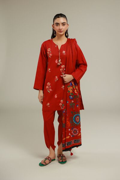 Red Floral Shalwar, image 1
