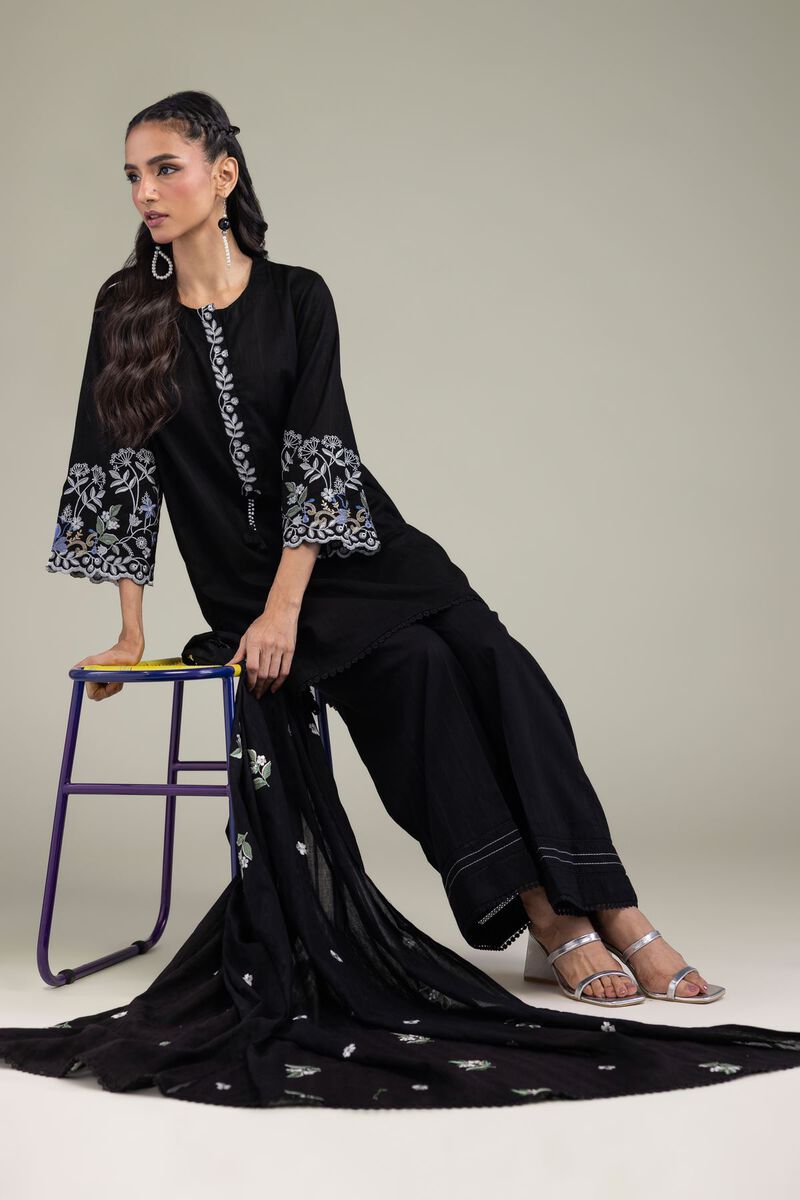 Black Cotton Kurta