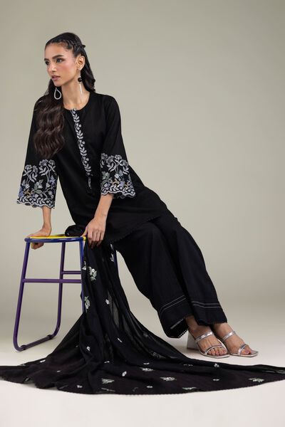 Black Cotton Kurta, image 1