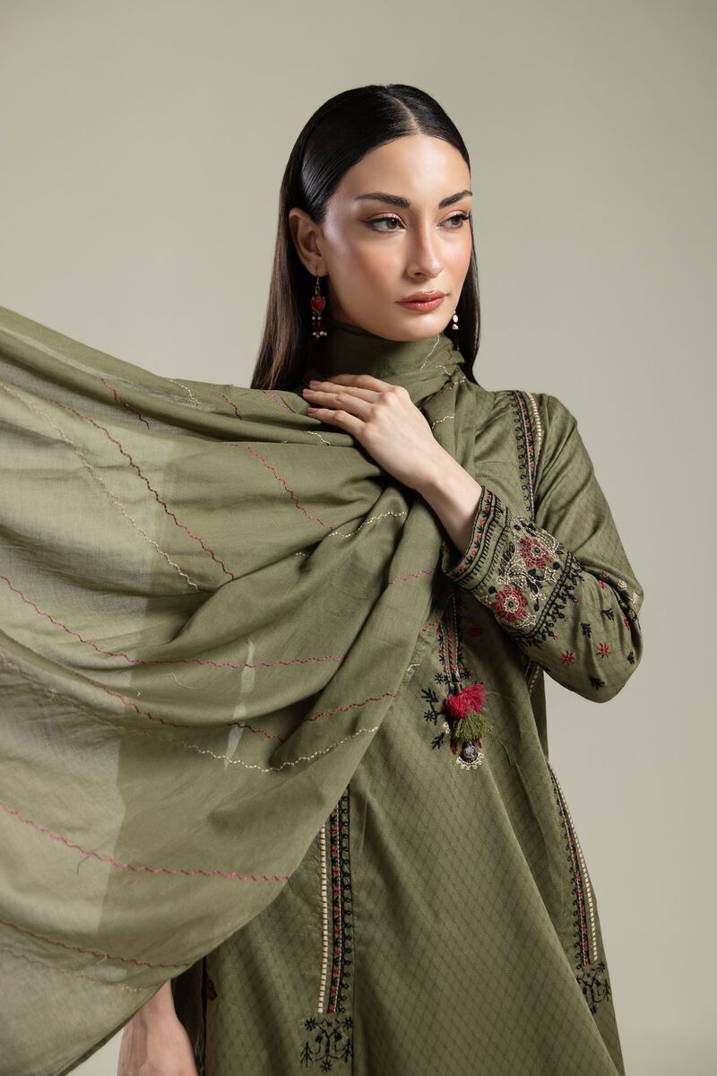 Lawn Olive Dupatta