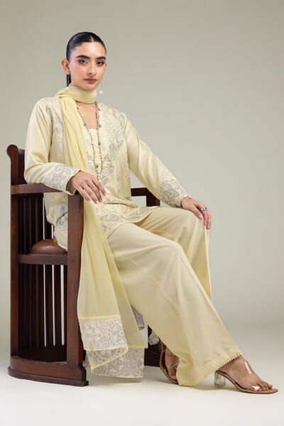 Embroidered Raw Silk Silk Floral Kurta