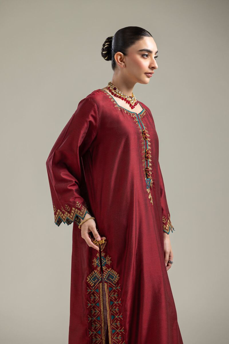 Silk Maroon Kurta