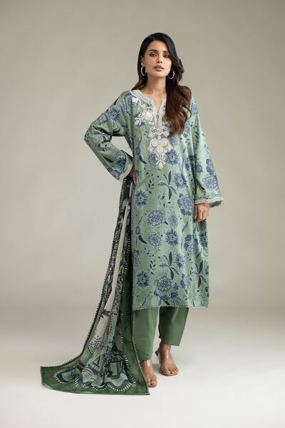 Embroidered Lawn Fabrics 3 Piece