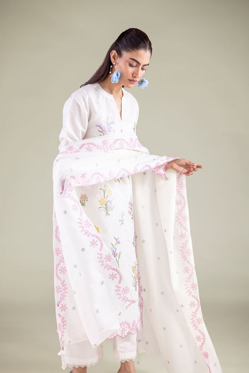 Floral Threadwork Dupatta