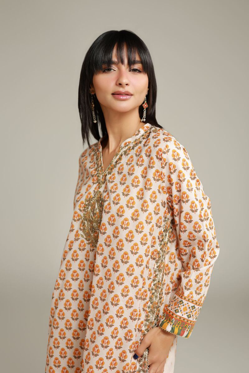 Floral V-Neck Kurta