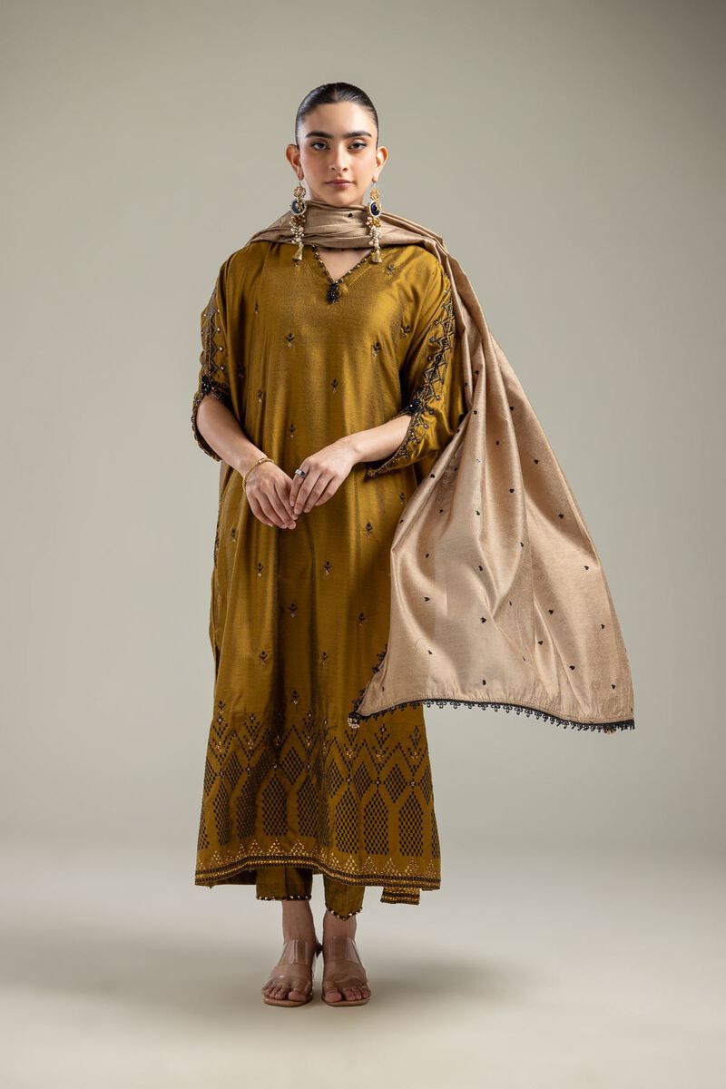 Beige Net Dupatta