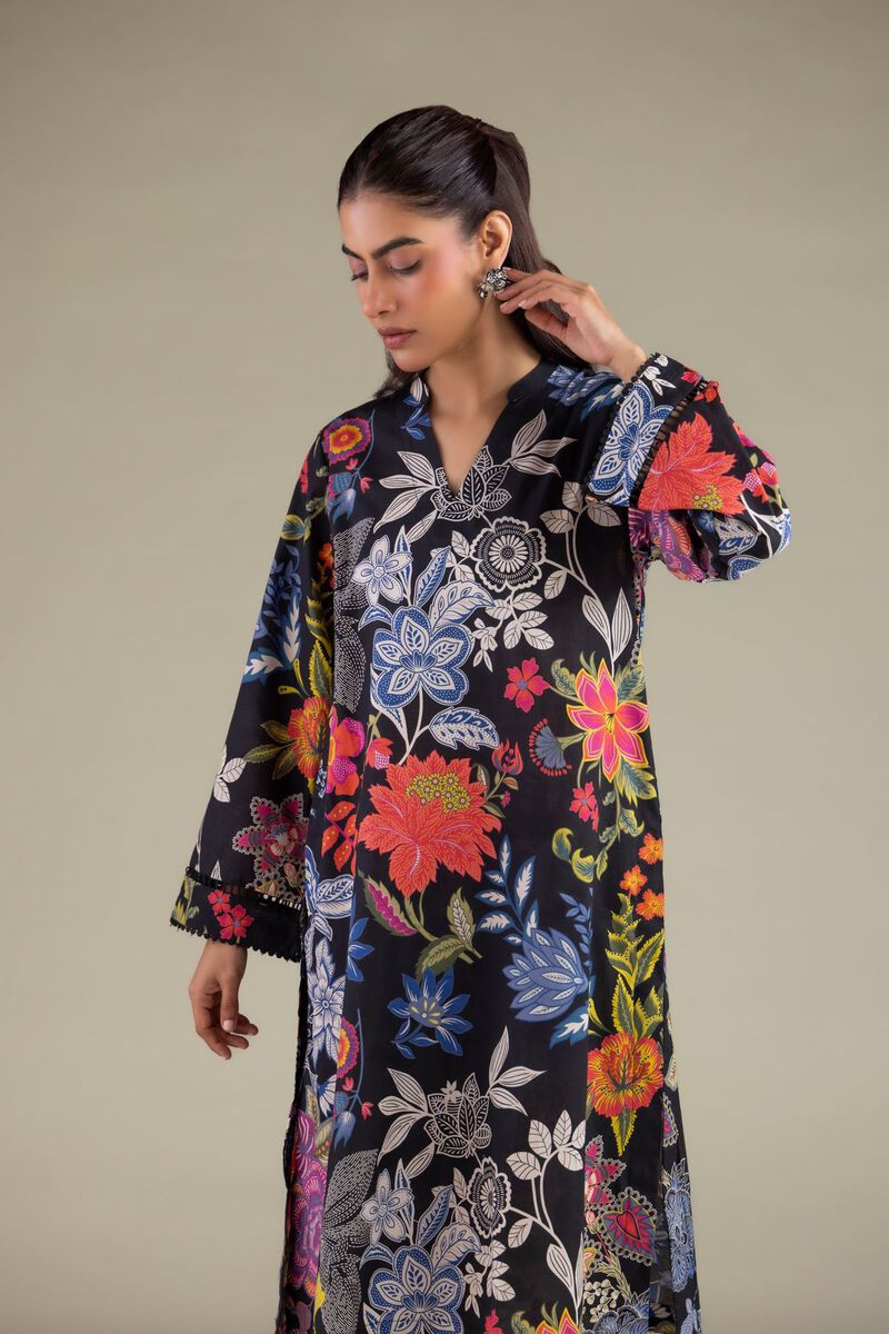 Floral V-Neck Kurta