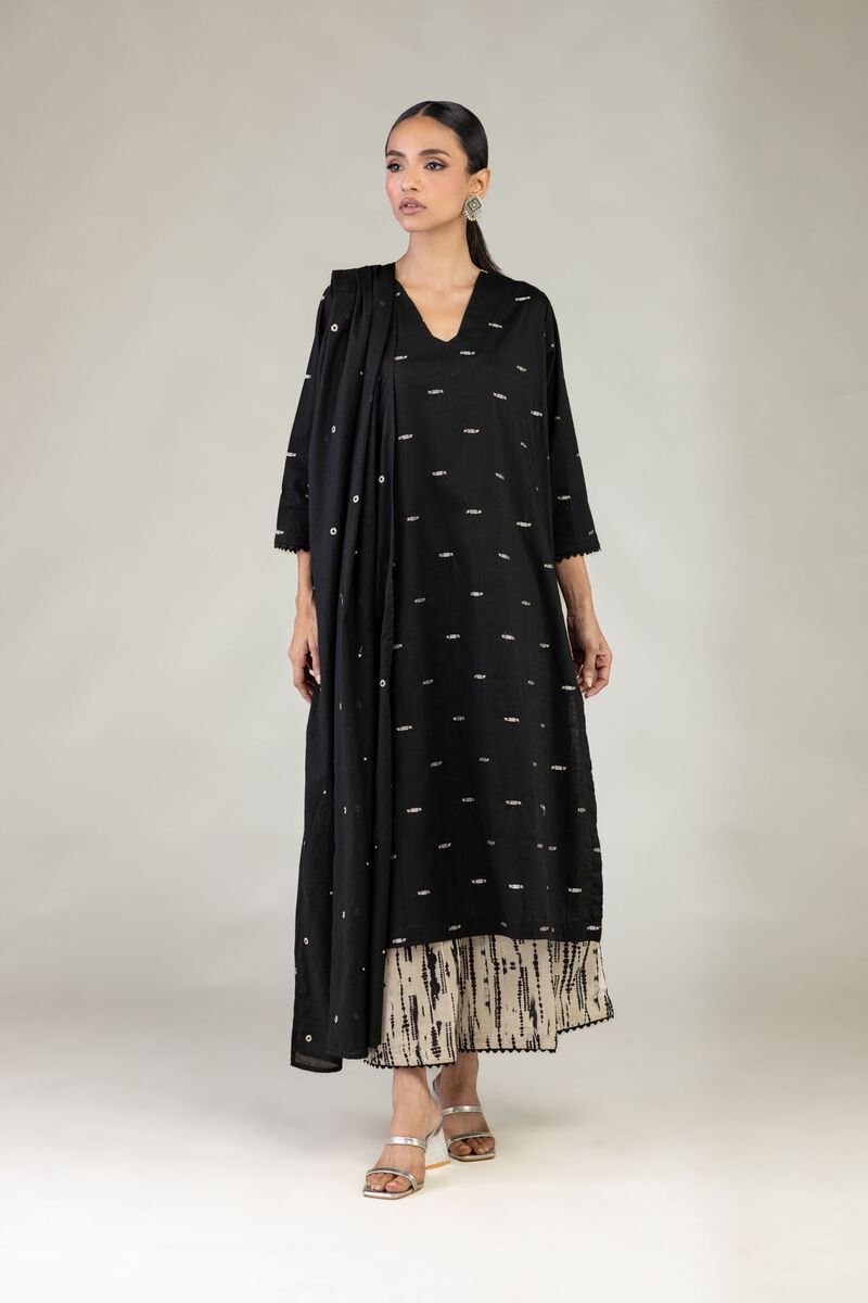 Black V-Neck Kurta