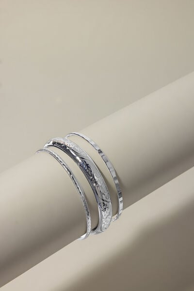 Solid Metal Set Of 3 Bracelet