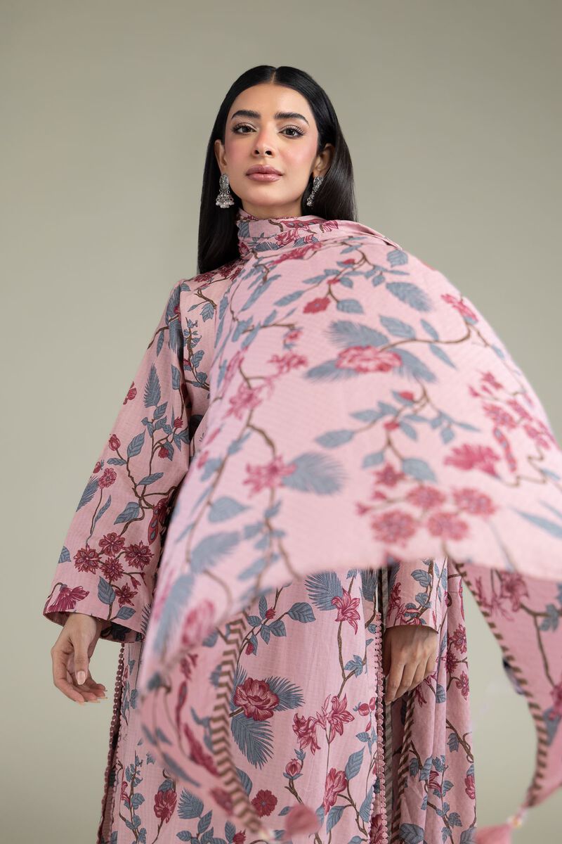 Floral Pink Dupatta view 2