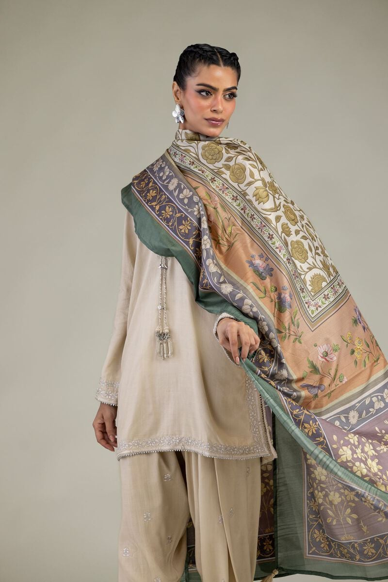 Floral Silk Dupatta
